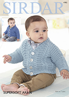 Sirdar 4782 uses Supersoft Aran yarn. Boy's cardigans to knit. Sizes birth to 7 years. Uses #4 weight yarn.